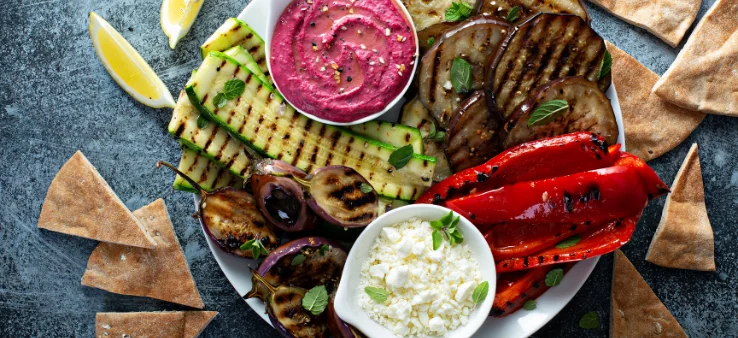 4. Greek Yogurt and Herb Dip with Grilled Veggies (Inspired by Sydney Swans' White)